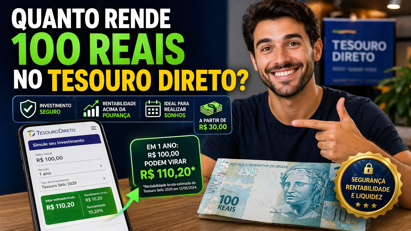 Quanto Rende 100 Mil Reais no Tesouro Direto: Valores Reais e Sem Enrolação