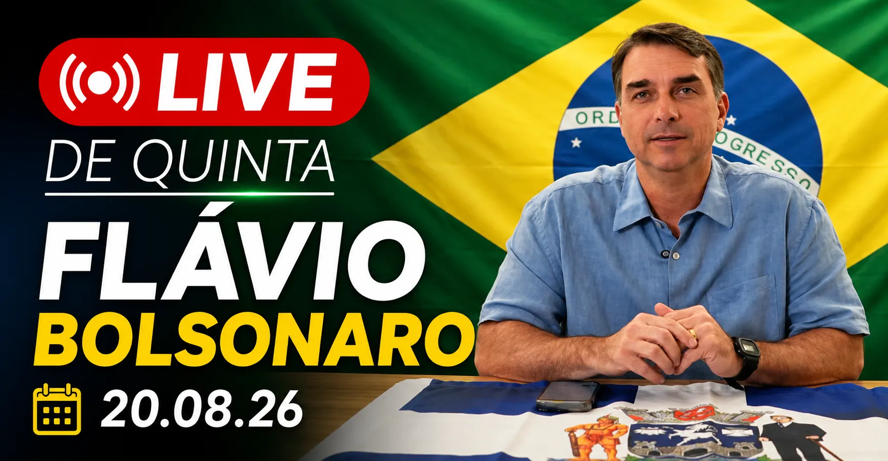 LIVE DE QUINTA - FLÁVIO BOLSONARO 20.08.26: principais temas da transmissão